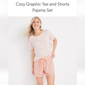 Cozy Graphic Tee and shorts Pajama Set
